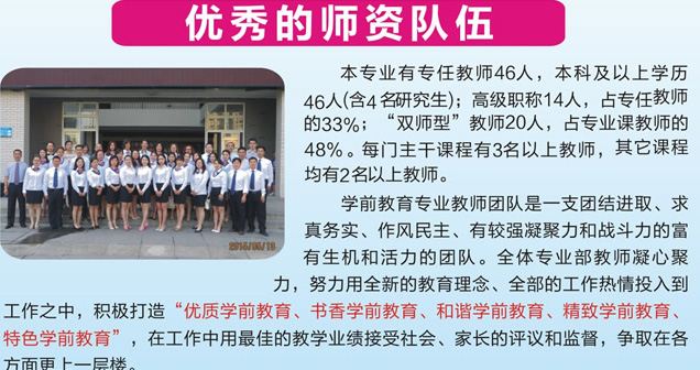 宜賓市南溪職業(yè)技術(shù)學(xué)校學(xué)前教育專業(yè)師資隊(duì)伍