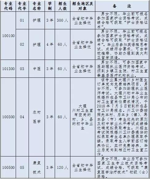 大理護理職業(yè)學院招生計劃2
