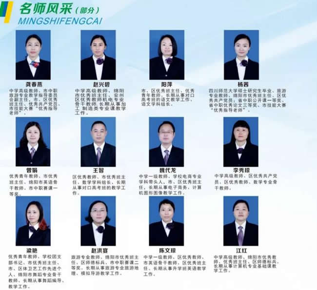 綿陽市安州區(qū)高級職業(yè)中學(xué)（安縣職業(yè)中專學(xué)校）名師風(fēng)采